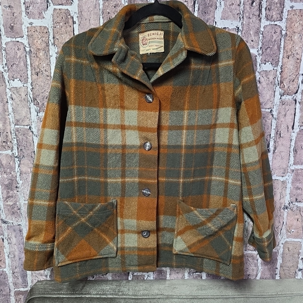 Vintage 100% Wool Jacket Brown Bronze Green USA Minnesota